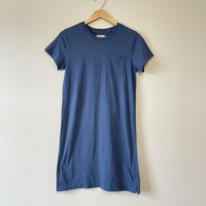 Pact Soft Spun Pocket T-Shirt Dress S Slate Blue Organic Cotton Casual